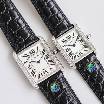 Replica Cartier Tank Watch Ladies Solo  large model Stainless Steel Diamond Watch